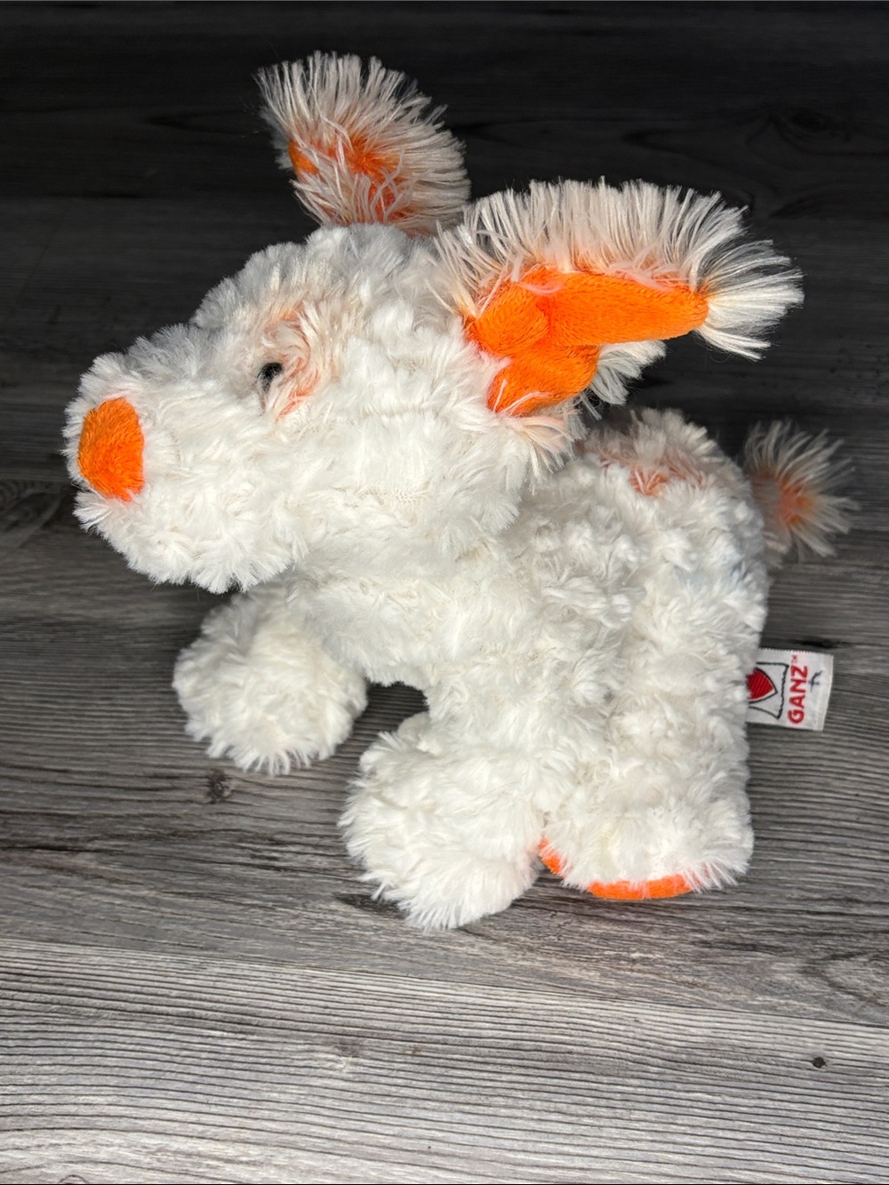 GANZ Webkinz White & Orange Soda Pup Plush Puppy with Fluffy Ears (NO CODE)